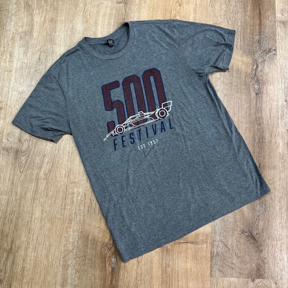 INDY 500 | Distict Men's Gray‎ Racing Indianapolis Speedway Festival T-Shirt, M